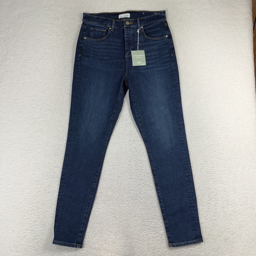 Loft The Skinny Jeans Womens 30/10 (30x28) Med Wash High Rise Denim Blue NWT